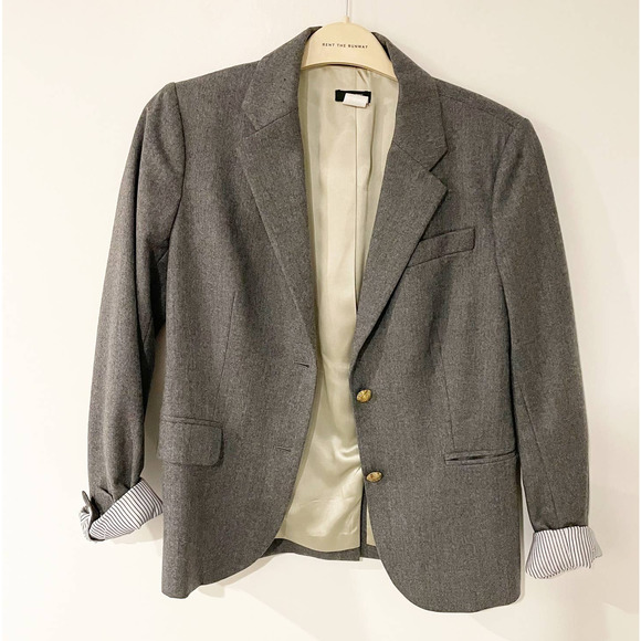 J. Crew 100% Wool Lined Double Button Blazer Gray 6